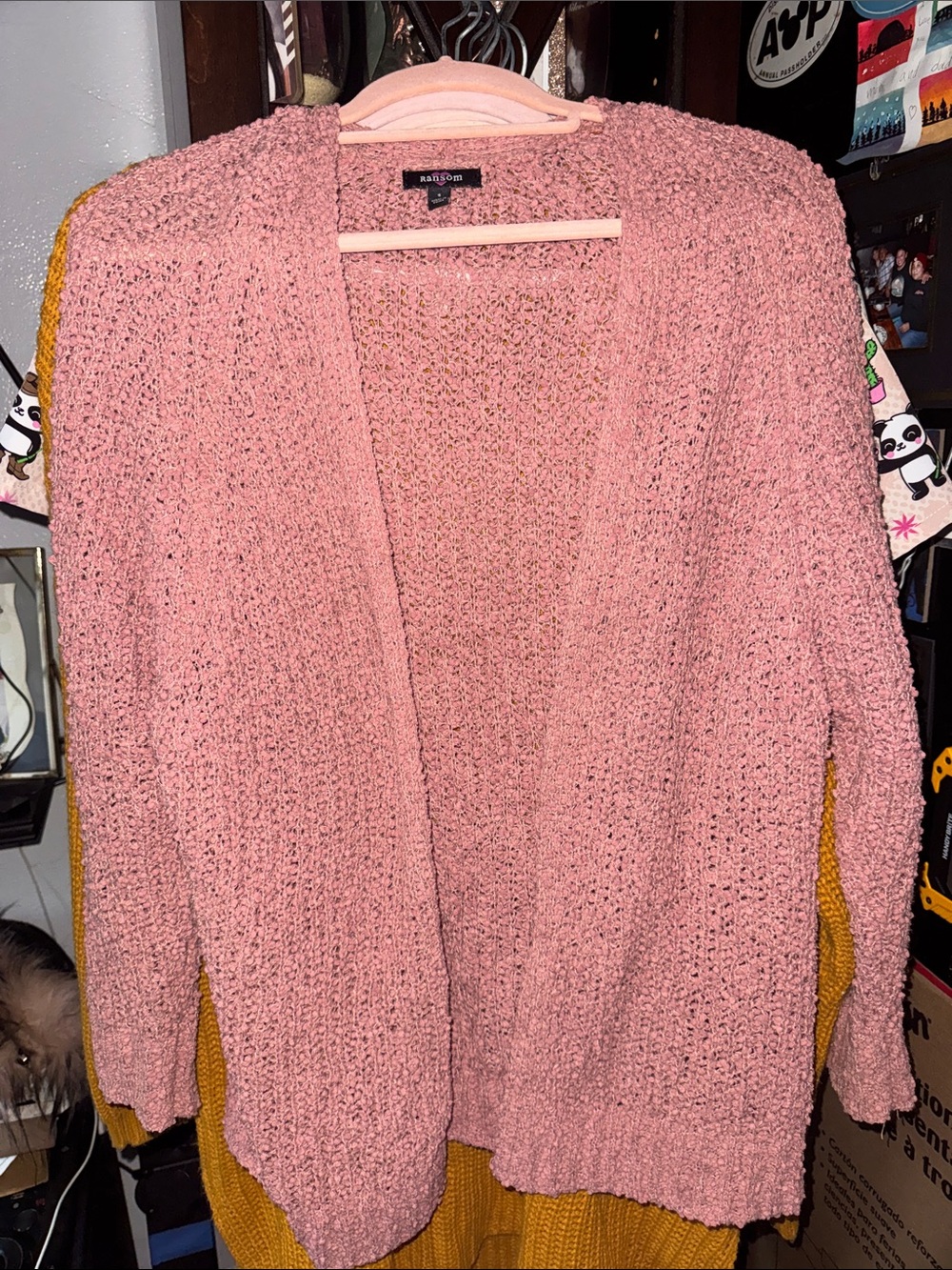 💥10 items for $10💥Pink Open-Front Chunky Knit Women's Cardigan Sweater